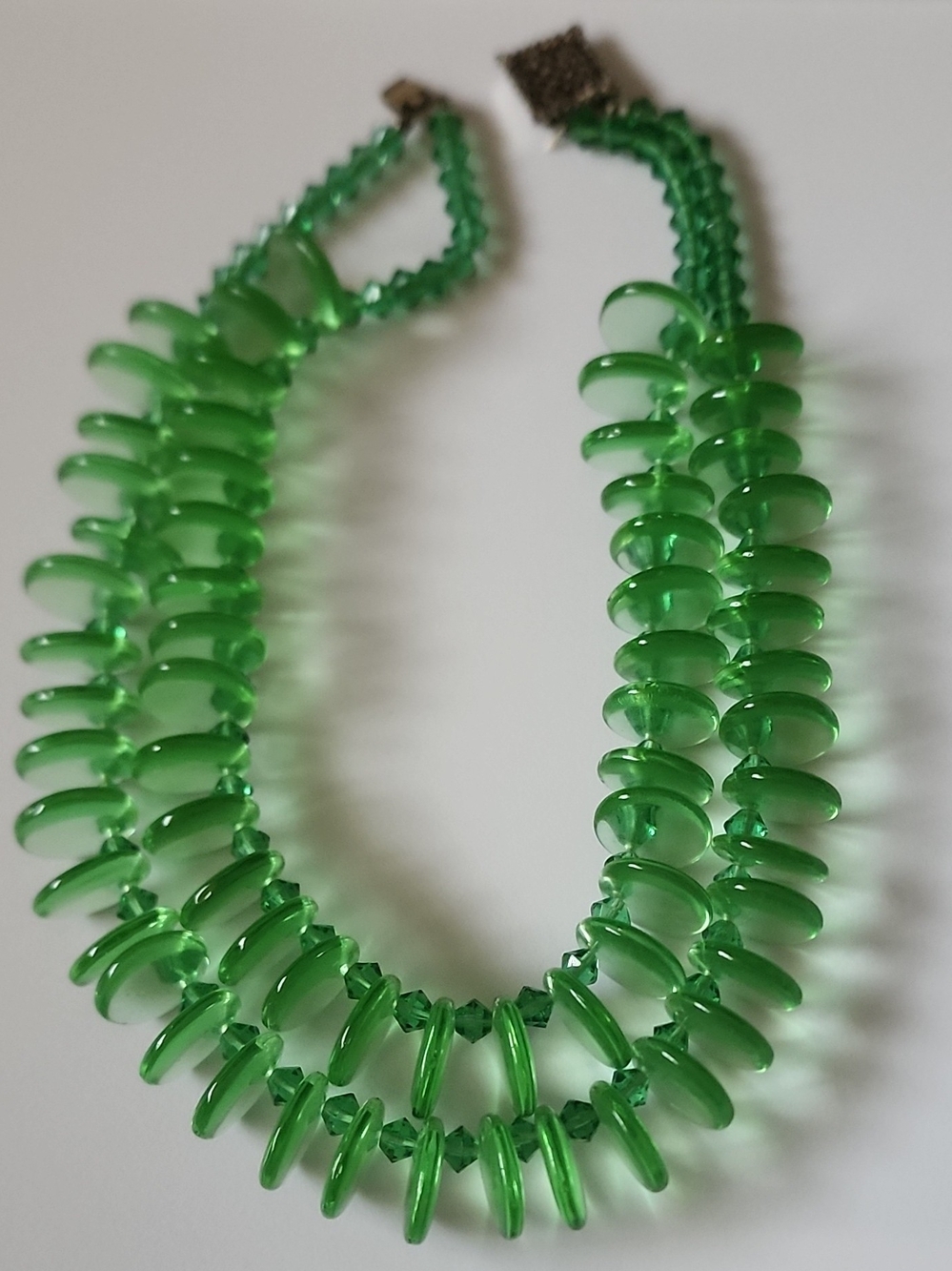 Green Glass Bead Statement Necklace - Unbranded